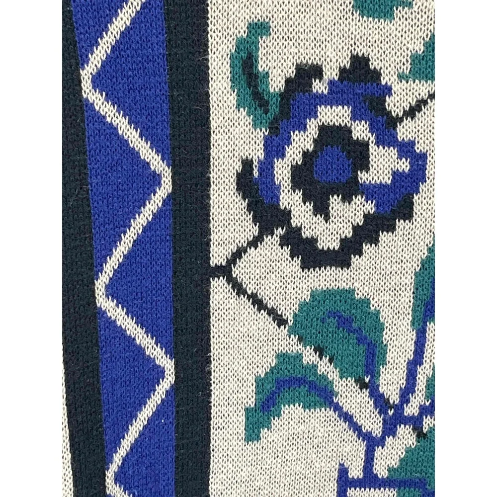 Vintage Liz & Co Cotton Womens Multicolor Floral Roses Knit Crewneck Sweater Med - Picture 4 of 12